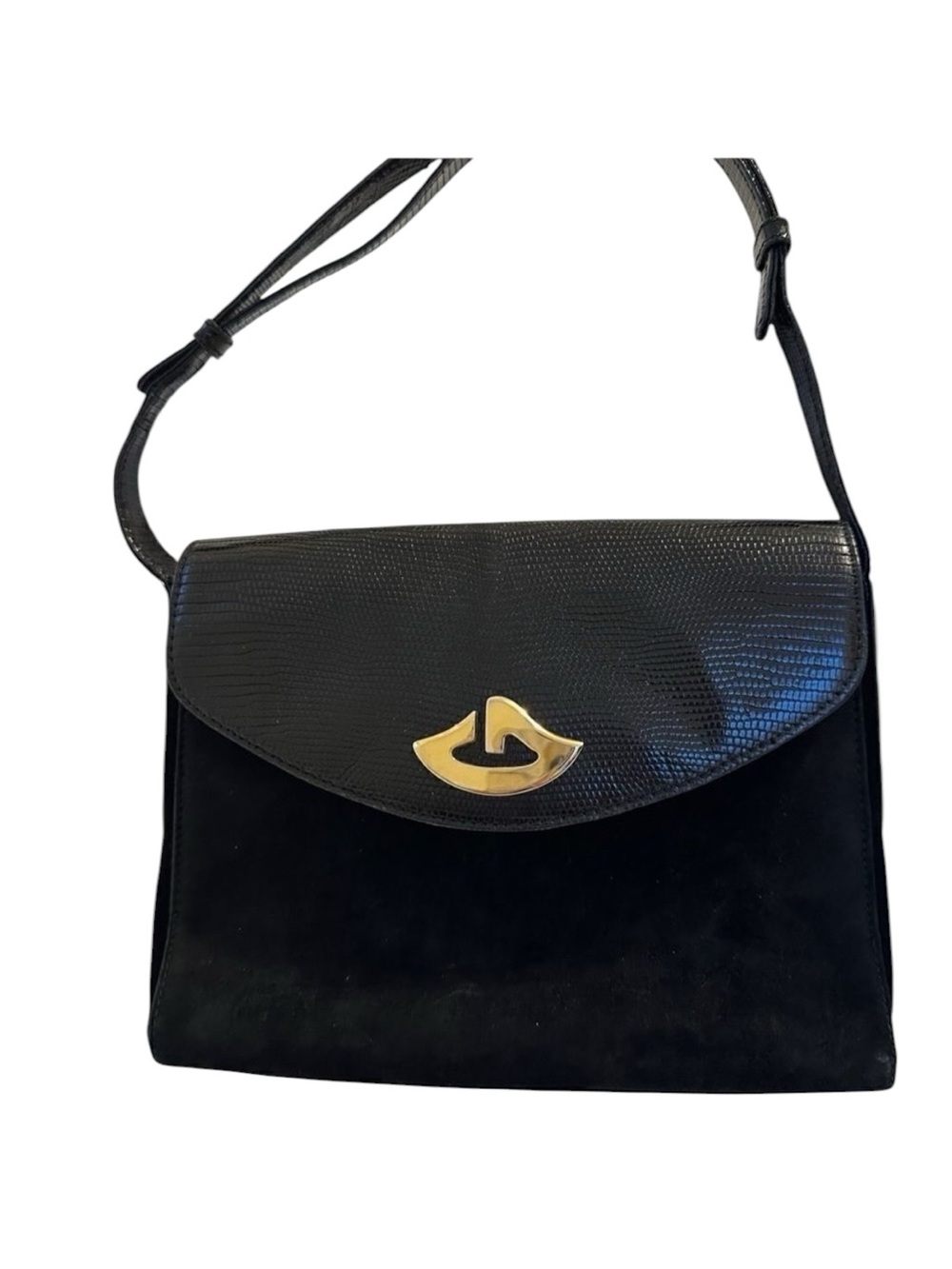 Vintage Gucci GG Bit Suede Croc Bag + Black Gold Heels Set - Picture 4 of 11